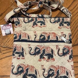 Elephant Print Quilted Crossbody Bag